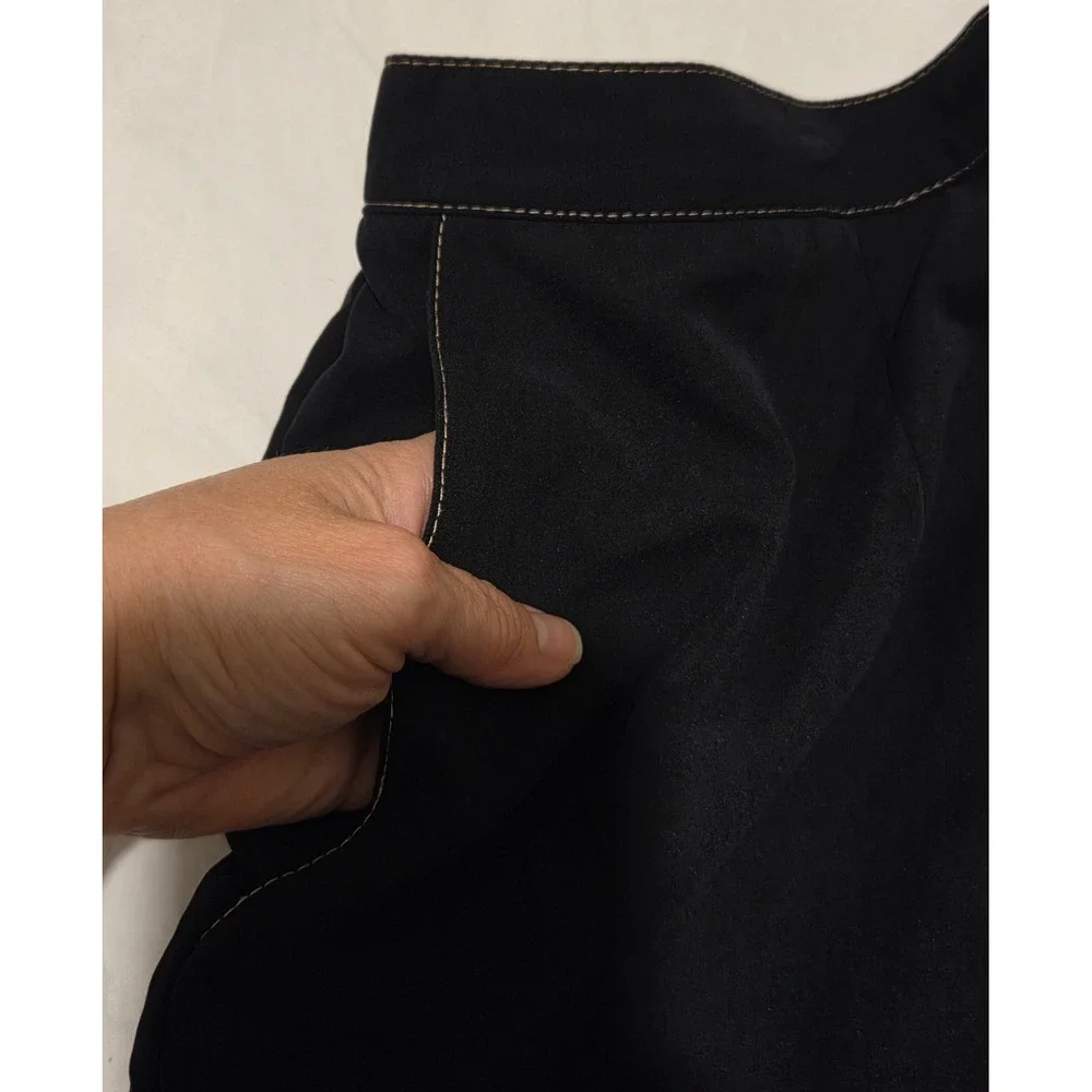 Alfred Dunner Women's Black Wide Leg Pants Size 18W Elastic Waist Comfort Casual